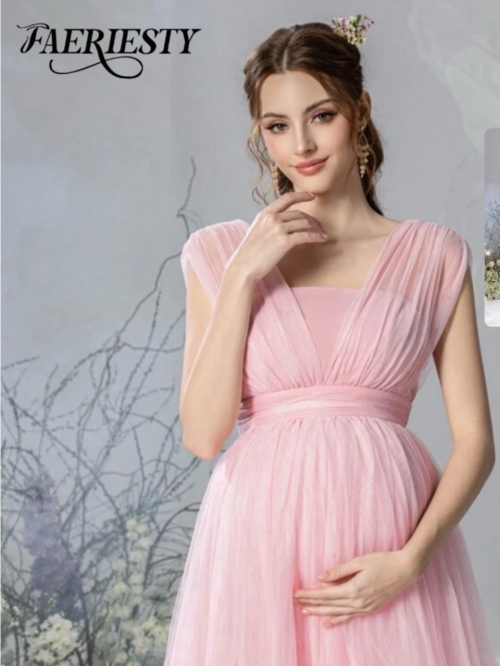 Pink Tulle Maternity Evening Dress